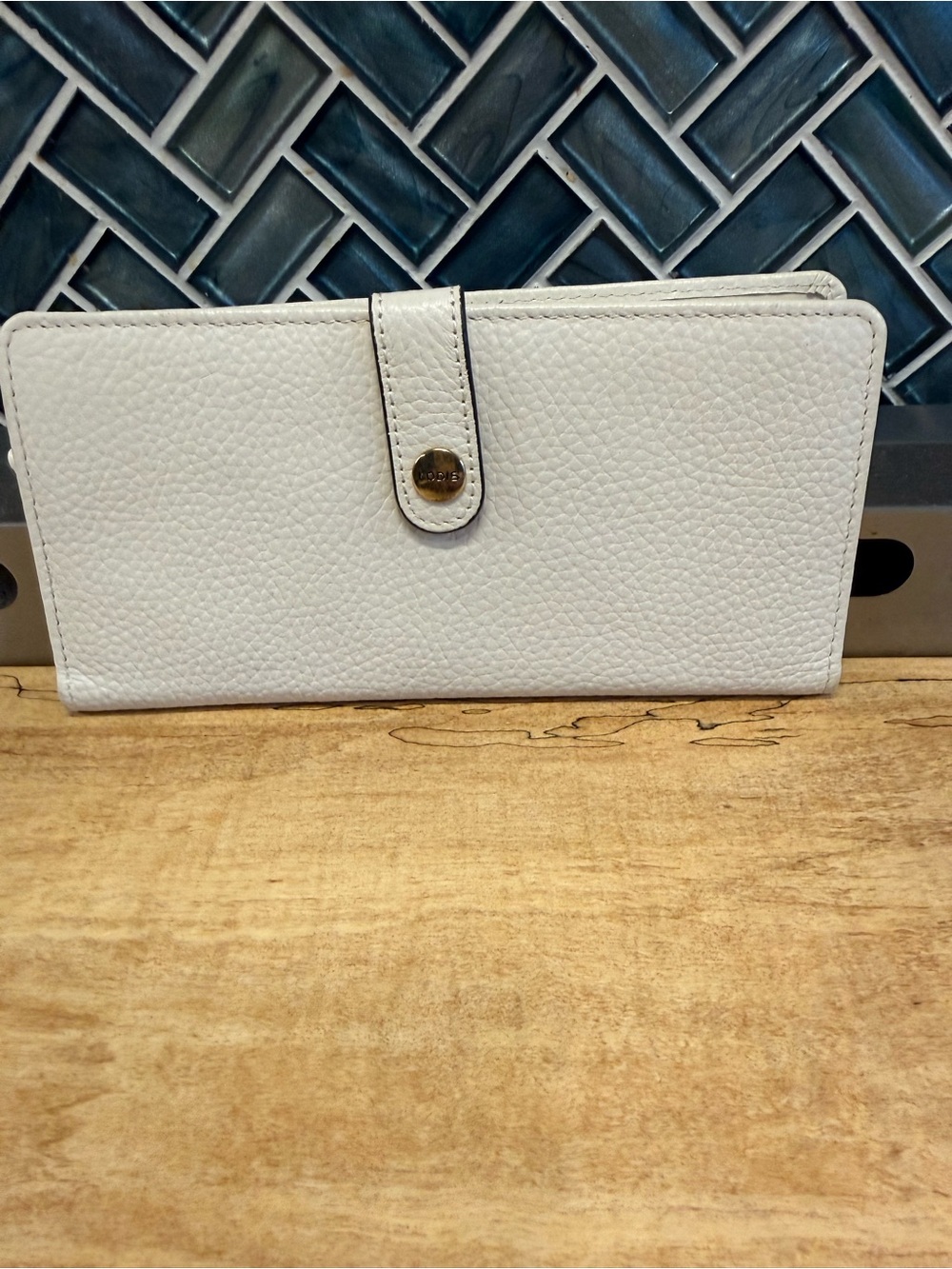 Lodis White Pebbled Leather Snap Wallet